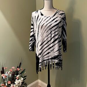 Thomas & Olivia White and Navy Tie-dye top, Size L